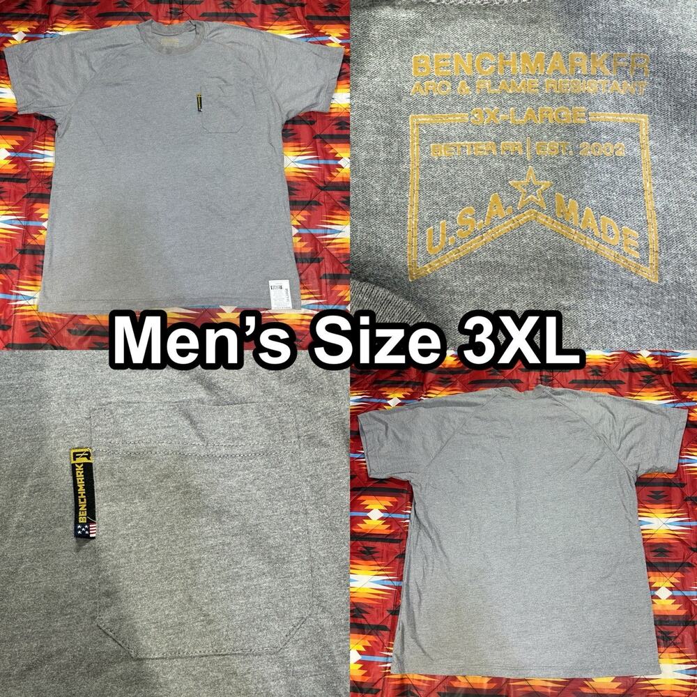 Benchmark FR Gray T-Shirt Pocket Men’s Sz 3XL ARC/HRC 1 USA Made 3018FRL Pocket